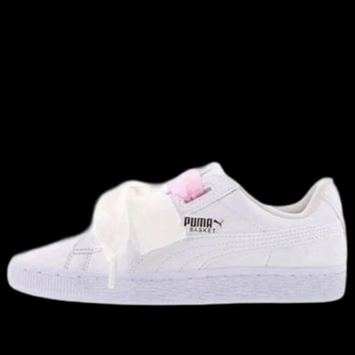 PUMA Basket Heart Patent Junior White Lace Up 'White Pink'
