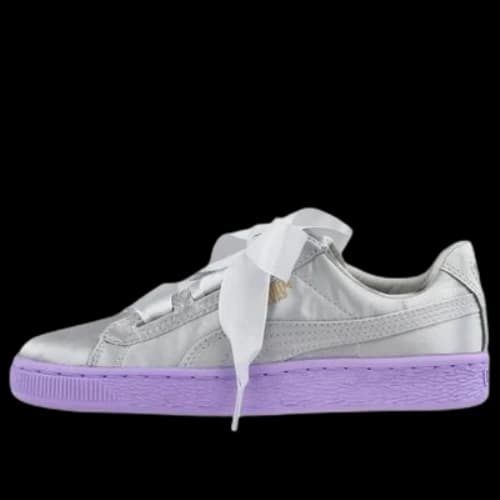 (GS) PUMA Basket Heart Tween 'Silver Purple'