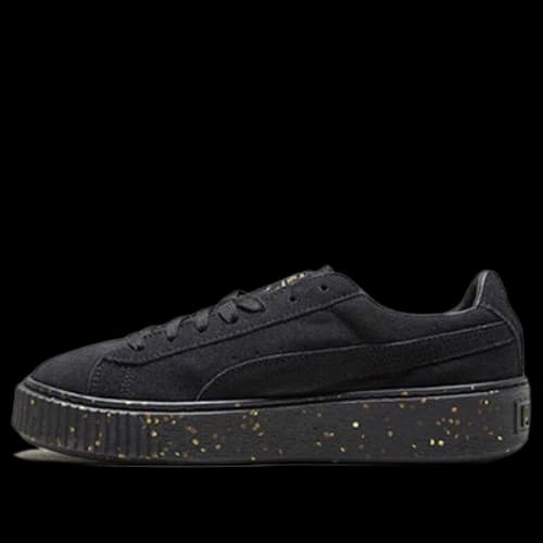 PUMA Suede Platform Black/Gold Board Shoes (Women's)