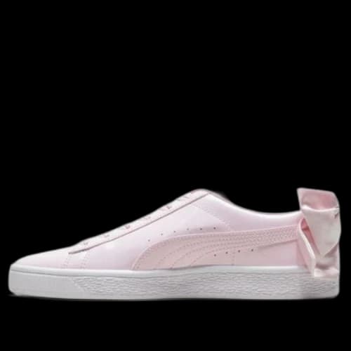 PUMA Basket Bow Patent Casual Shoes White/Pink (Women's)