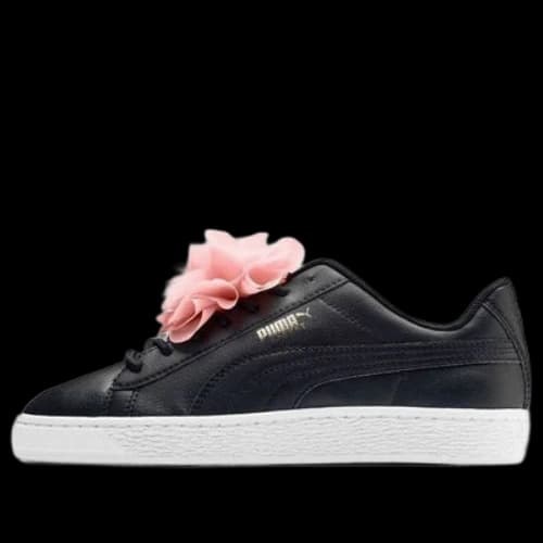 (GS) PUMA Basket Flower Sneakers Black/Pink