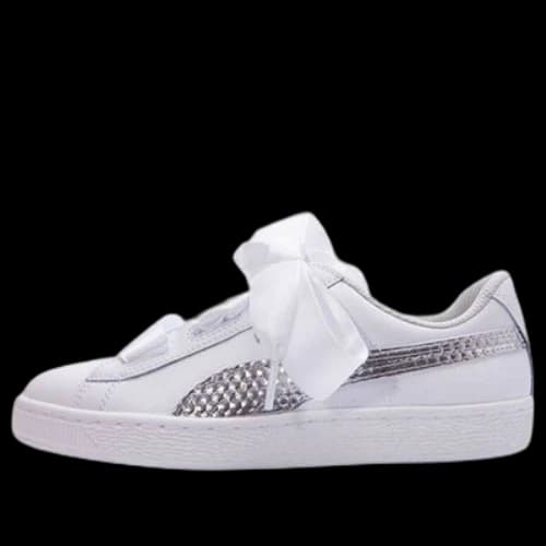 PUMA Basket Heart Coated Glam Jr 'Silver White'