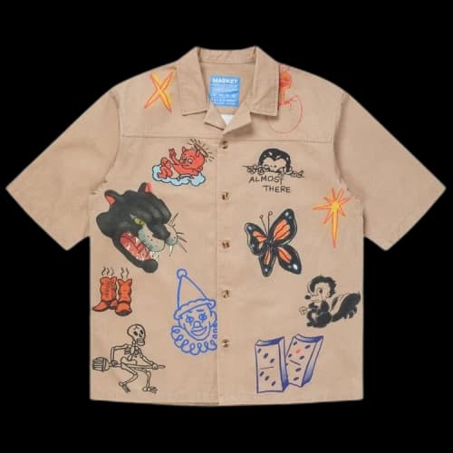 Market Almost There Short-Sleeve Button Up Shirt 'Khaki'
