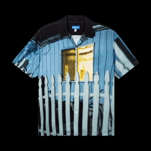 Market Evening Blue Short-Sleeve Button Up Shirt 'Multicolor'