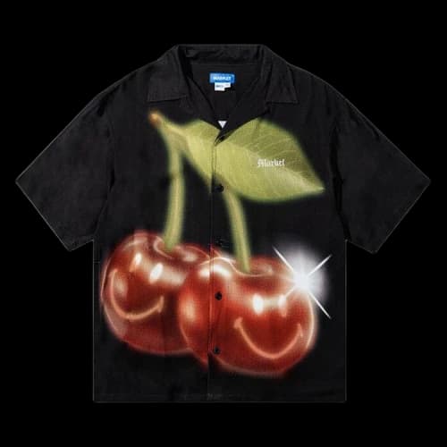 Market Smiley Cherries Short-Sleeve Button-Up 'Black'
