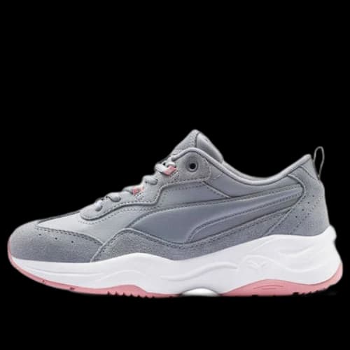 PUMA Cilia Suede Trainers Grey/Pink (Women's)