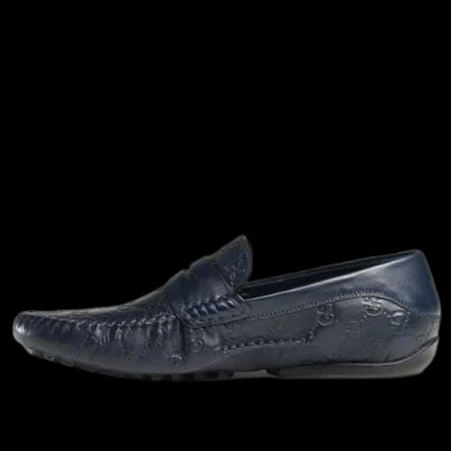 Gucci Penny Slip On Loafers 'Navy Blue Leather'