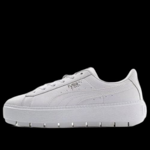PUMA Basket Platform Trace Light Thick Sole Shoes White (Women's)