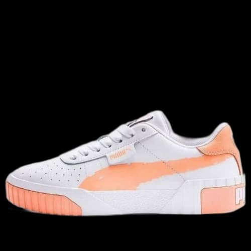 PUMA Cali Brushed Casual Board Shoes White/Orange (Women's)