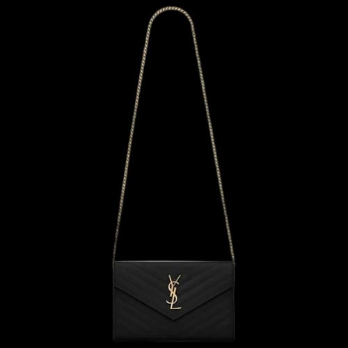 Saint Laurent Cassandre Matelassé Chain Wallet 'Black'