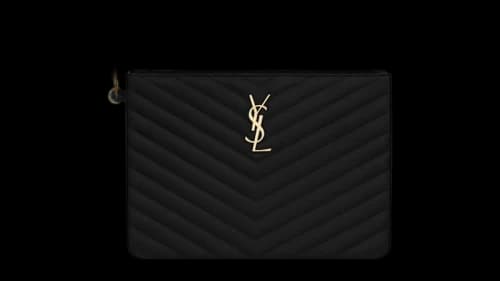 Saint Laurent Cassandre Matelasse A5 Leather Pouch Black
