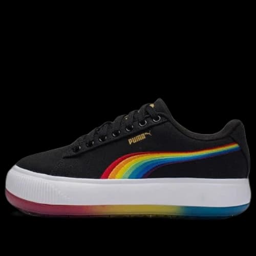 PUMA Suede Mayu Prism Low Tops Thick Sole Skateboarding Shoes Black (Women's)