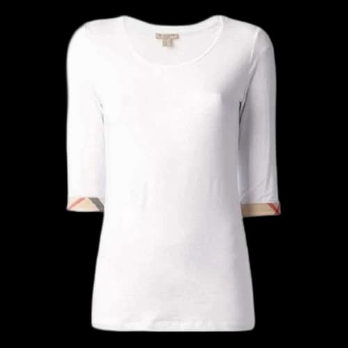 Burberry SS21 Plaid Cuff Short Sleeve White