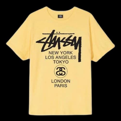 Stussy World Tour Tee Classic Short Sleeve Unisex Yellow