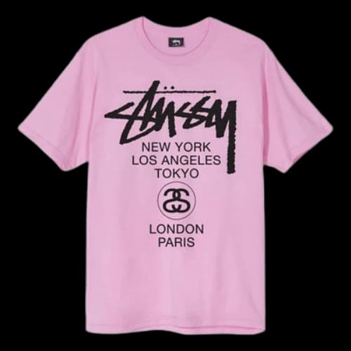 Stussy World Tour Tee Classic Short Sleeve Unisex Pink