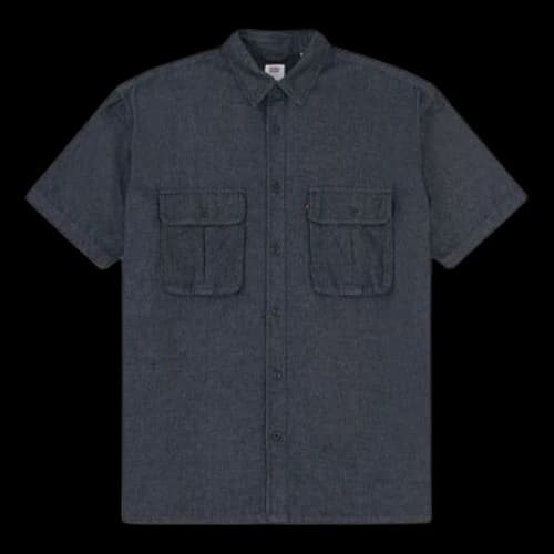 LEVI'S Levis Series lapel Denim Short Sleeve Shirt Gray