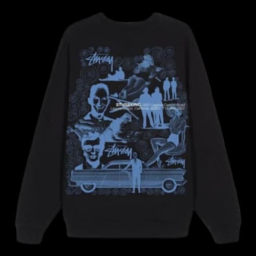 Stussy Unisex Printing Round-neck Sweatshirt Black