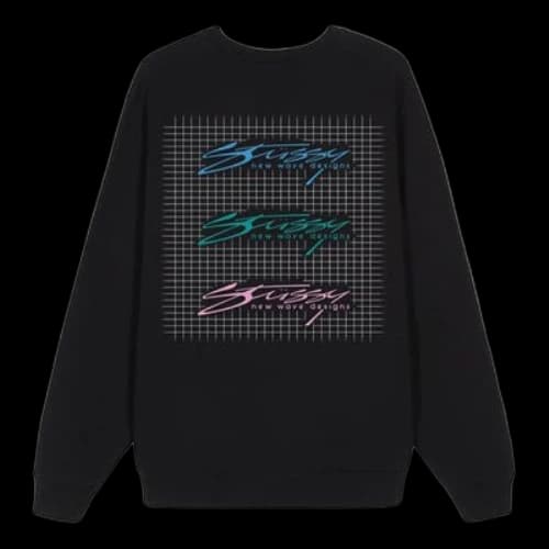 Stussy Unisex Original Team Crew Printing Logo Sweatshirt Black