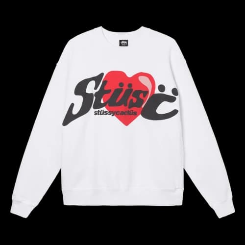 Stussy x Cactus Plant Flea Market Heart Crewneck Sweatshirt 'White'