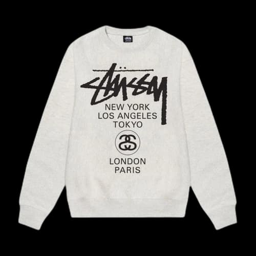 Stussy World Tour Crew 'Ash Heather'