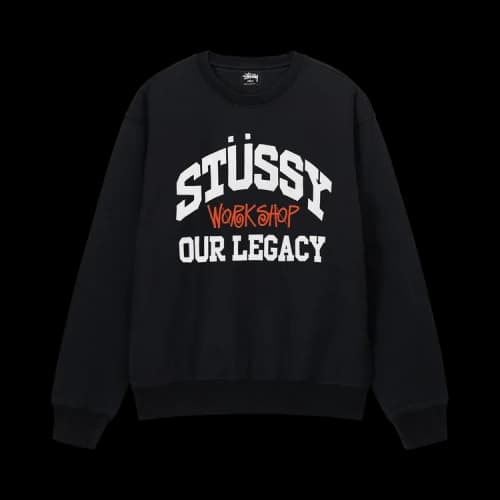 Stussy x Our Legacy x Our Legacy Work Shop Collegiate Pigment Dyed Crew 'Black'