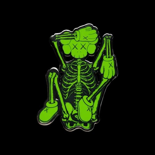 KAWS Skeleton Enamel Pin 'Green'