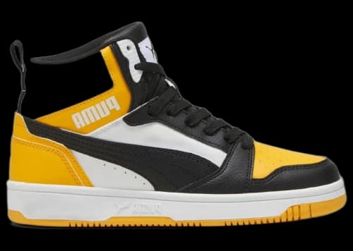 Puma Rebound V6 Mid Black White Yellow (GS)