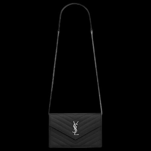 Saint Laurent Envelope Chain Wallet Black