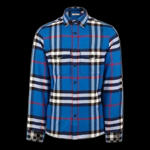Burberry Casual Plaid Long Sleeves Shirt Blue