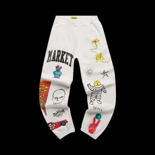 Market Varsity Hand Drawn Sweatpants 'Cream'