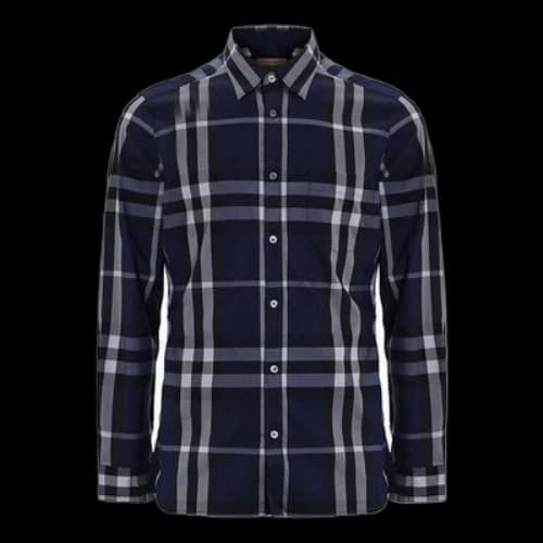 Burberry SS21 Plaid Long Sleeves Shirt Navy Blue