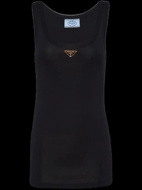Prada Enamel Logo Plaque Tank Top Black