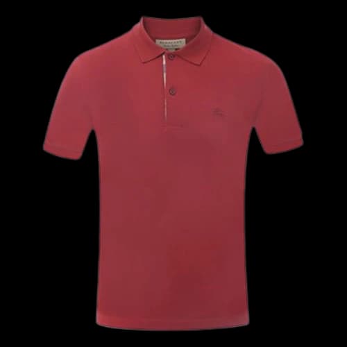 Burberry Logo Embroidered Pure Cotton Short Sleeve Polo Shirt Red
