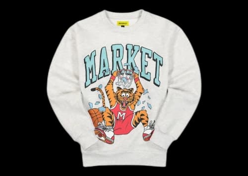 Market Dunking Cat Crewneck Ash