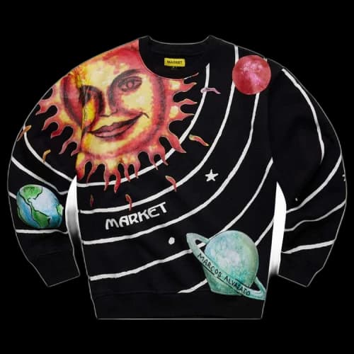 Market Solar System Aop Crewneck 'Black'