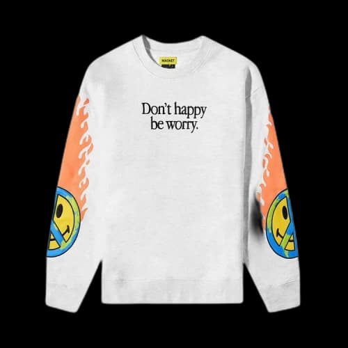 Market Smiley Earth On Fire Crewneck 'Ash'