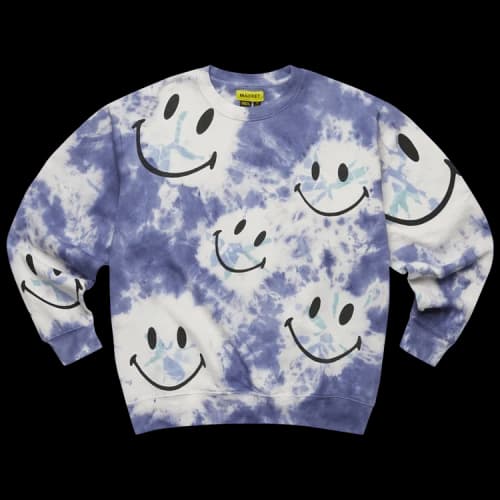 Market Smiley Shibori Dye Crewneck Sweatshirt 'Blue'