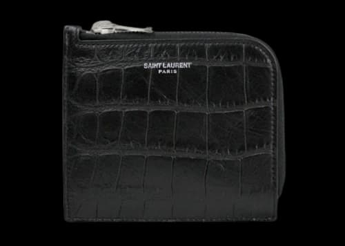 Saint Laurent Embossed Crocodile Card Case Black
