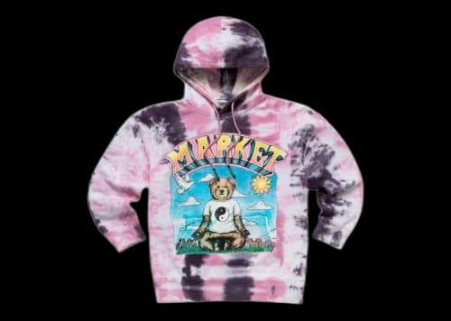 Market Namaste Bear Day And Night Tie Dye Hoodie Lavender Lizard