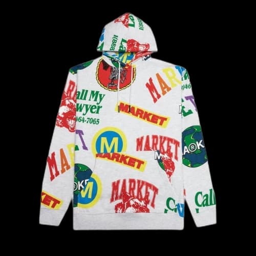 Market Monogram All Over Print Hoodie 'Grey'