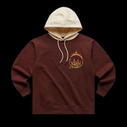 Market Man Eater Pullover Fleece Hoodie 'Brown/Cream'