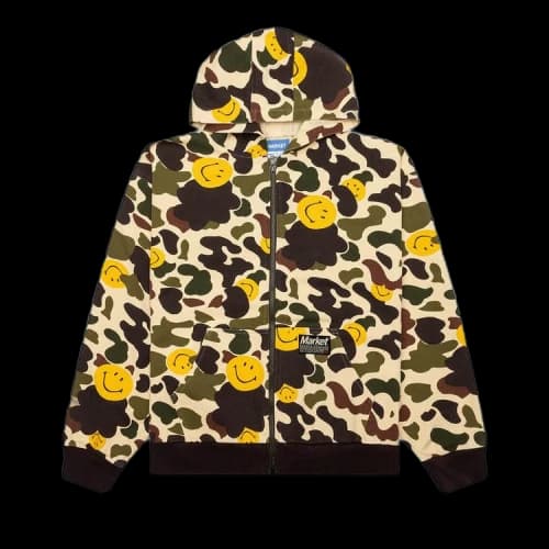 Market Smiley Camo Zip Jacket 'Woodland'