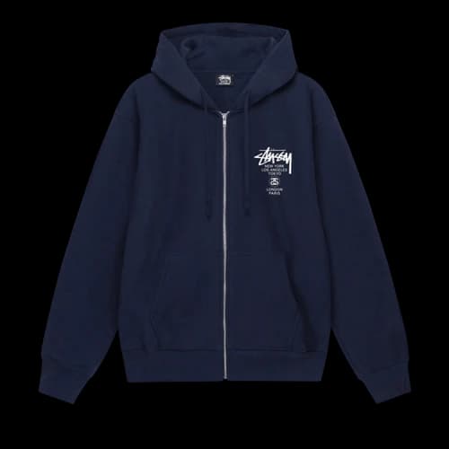 Stussy World Tour Zip Hoodie 'Navy'