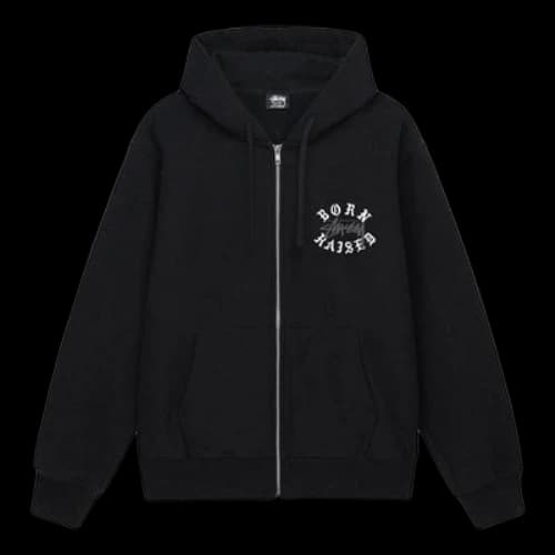 Stussy x Born X Raised Logo Zip Hoodie 'Black'