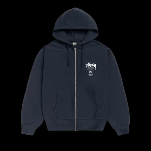 Stussy World Tour Zip Hoodie 'Navy'
