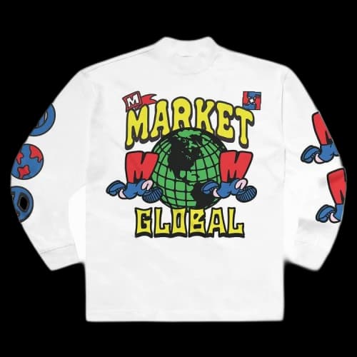 Market Runs The World Mock Neck Shirt 'White'