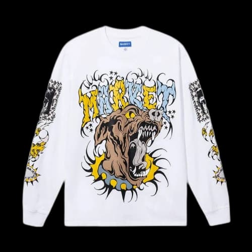 Market Warped Beware Long-Sleeve T-Shirt 'White'