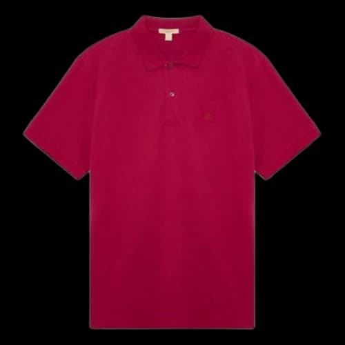 Burberry Solid Color Logo Short Sleeve Polo Shirt Rose Red