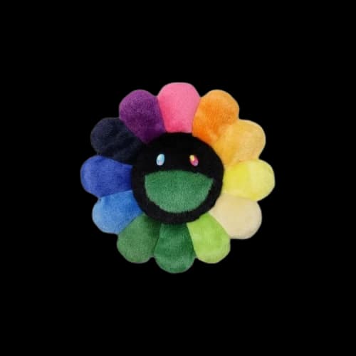 Takashi Murakami Flower Pillow Rainbow Black 30cm