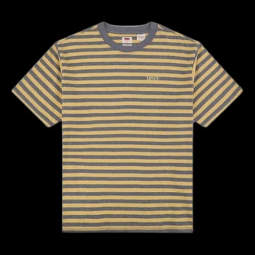 LEVI'S Levis Colorblock Stripe Logo Embroidered Short Sleeve Yellow T-Shirt